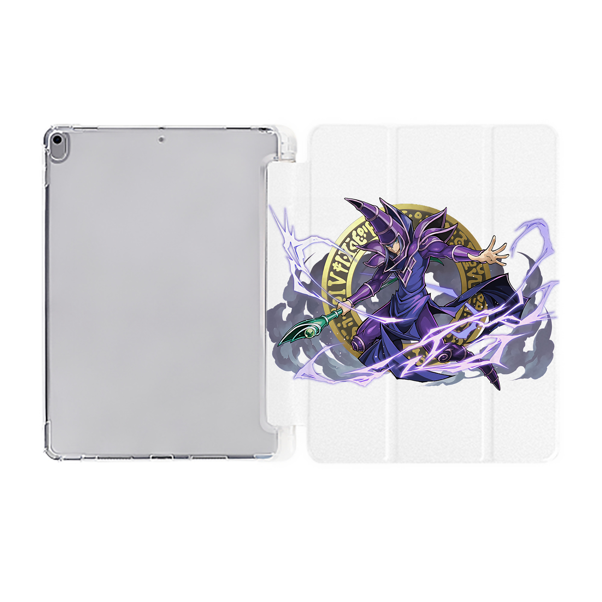 （画像用） 遊☆戯☆王 Yu-Gi-Oh! IPad ケース ペン収納付き 三つ折りスタンド PUレザー×シリコン 対応機種9.5/10.5/10.9インチ